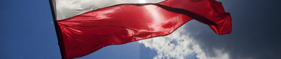 Polish flag flying high.